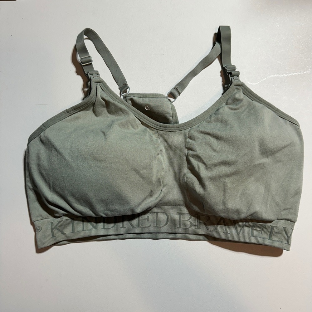 Kindred Bravely Women's XL Nursing Sports Bra Sage Green Maternity Pumping